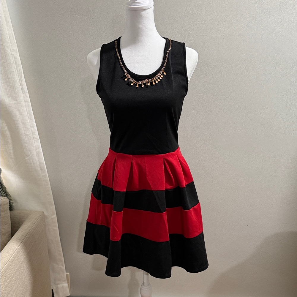 Elegant Black and Red Striped Kids Formal Dress
